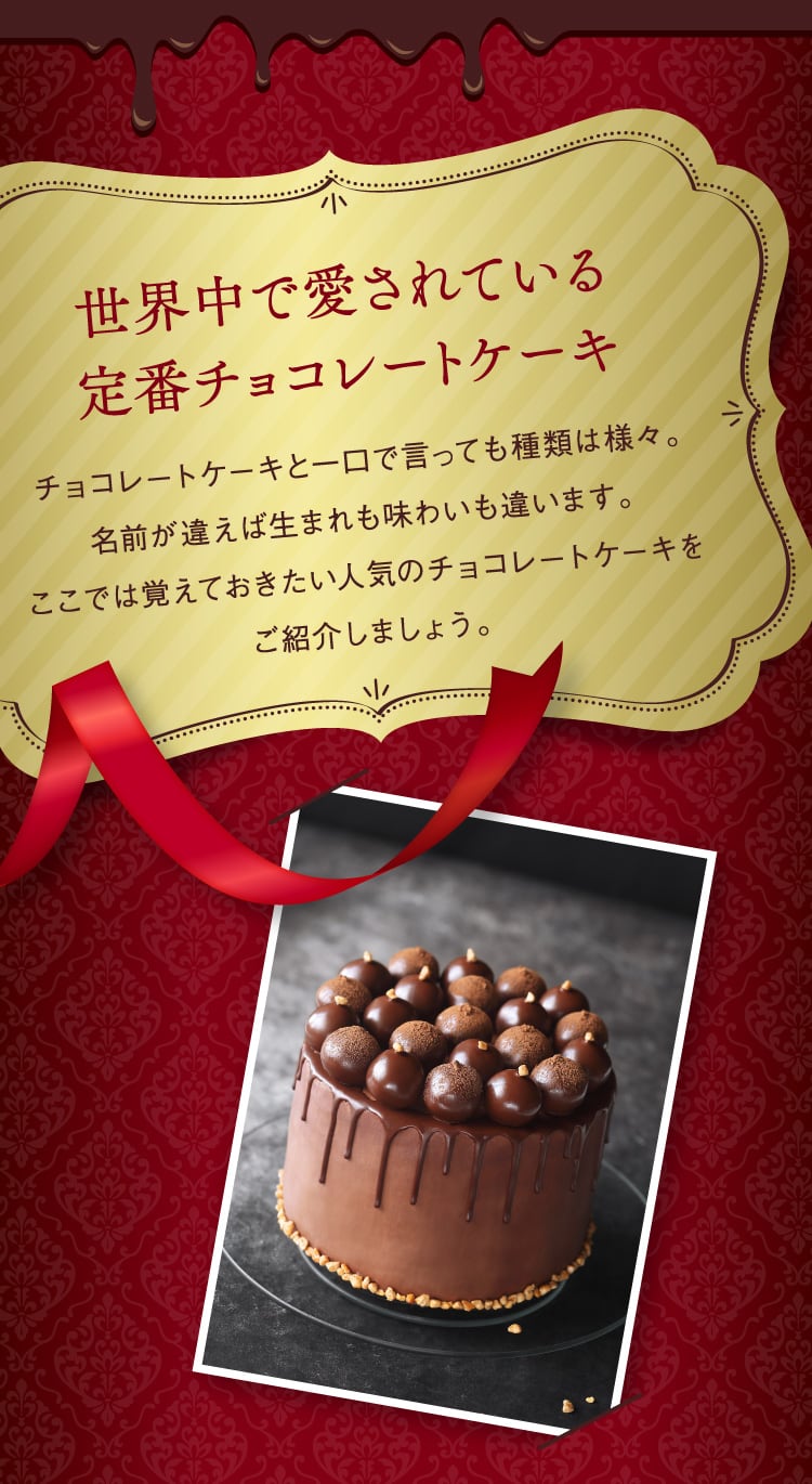 世界中で愛されている定番チョコレートケーキ